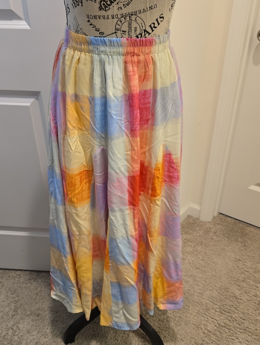 Pastel Multicolor Maxi Skirt with Elastic Waist